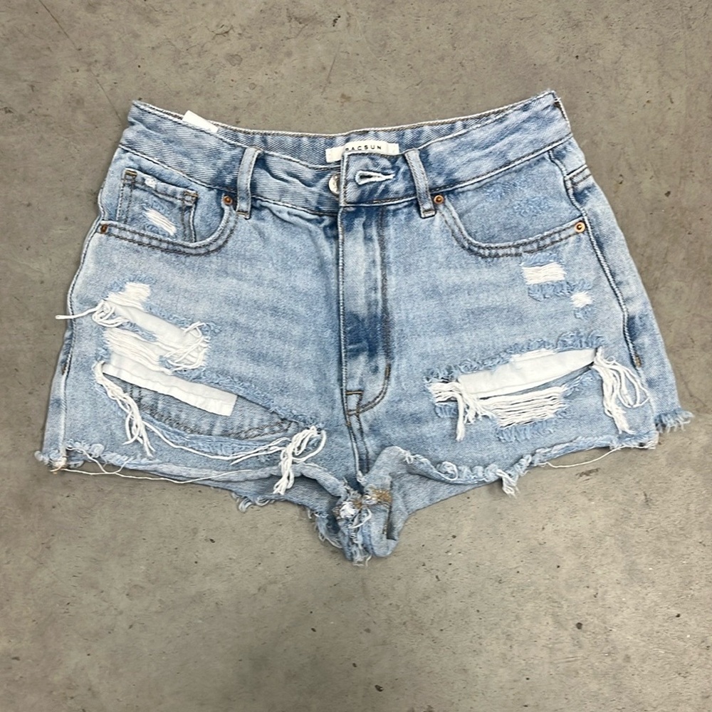 PacSun Blue Jean Shorts Distressed High-Waisted
